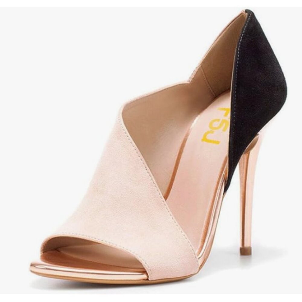 FSJ Pink Sexy Peep Toe Cutout Sandals D'Orsay Stiletto Heels Party Evening Pumps